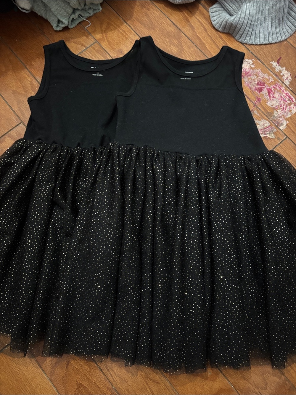 Twin Black Sparkle Tulle Kids Dress 5T
